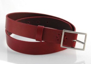 Ceinture en cuir rouge Bordeaux "Sacha" - larg. 3 cm