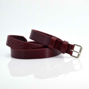 Ceinture en cuir rouge Bordeaux "Séverine" - larg. 2,5 cm