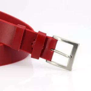 Ceinture en cuir rouge "Delphine" - larg. 3,5 cm