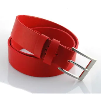 Ceinture en cuir rouge "Delphine" - larg. 3,5 cm