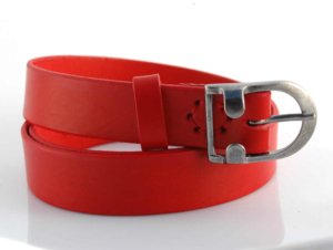 Ceinture en cuir rouge "Karine" - larg. 3 cm