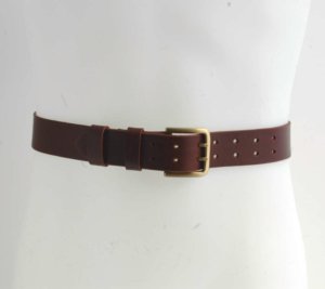 Ceinturon cuir marron chocolat à double ardillon "Benoît" - 4 cm