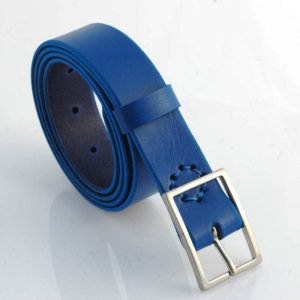 Ceinture en cuir bleu "Alan" - larg. 3 cm