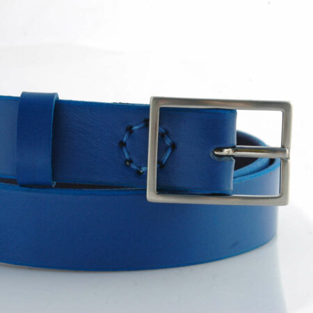 Ceinture en cuir bleu "Alan" - larg. 3 cm