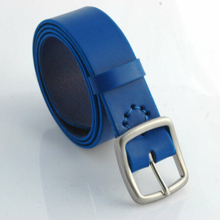 Ceinture en cuir bleu "Enzo" - larg. 3,5 cm