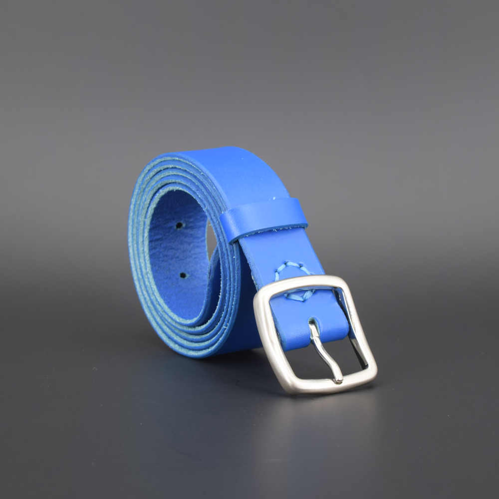 Ceinture en cuir bleu « Enzo » – larg. 3,5 cm