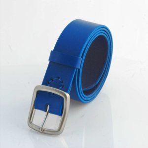 Ceinture en cuir bleu "Enzo" - larg. 3,5 cm