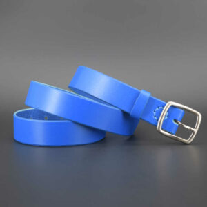 Ceinture en cuir bleu "Enzo" - larg. 3,5 cm