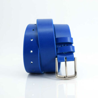 Ceinture en cuir bleu "Mael" - larg. 3,5 cm