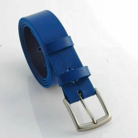 Ceinture en cuir bleu "Mael" - larg. 3,5 cm