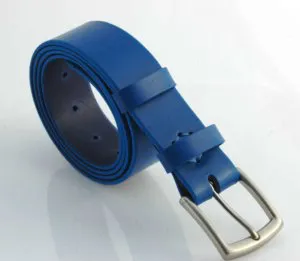 Ceinture en cuir bleu "Mael" - larg. 3,5 cm