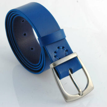 Ceinture en cuir bleu "Marius" - larg. 3,5 cm