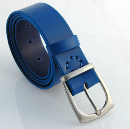 Ceinture en cuir bleu "Marius" - larg. 3,5 cm