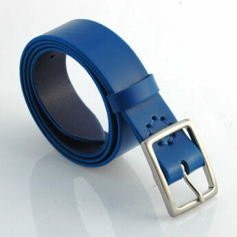 Ceinture en cuir bleu "Victor" - larg. 3,5 cm