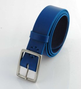 Ceinture en cuir bleu "Victor" - larg. 3,5 cm