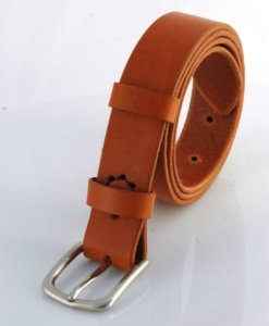 Ceinture en cuir cognac "Alban" - Larg. 3 cm