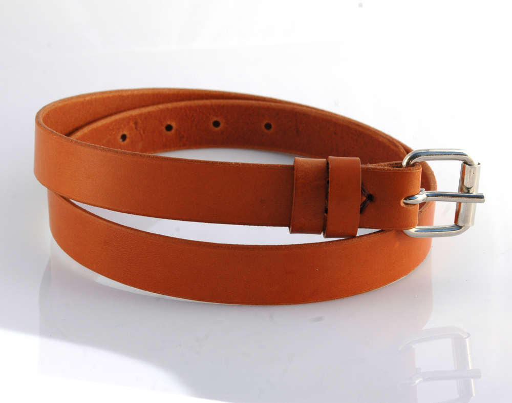 Ceinture pour enfant en cuir marron foncé Loann- Larg. 2,5 cm