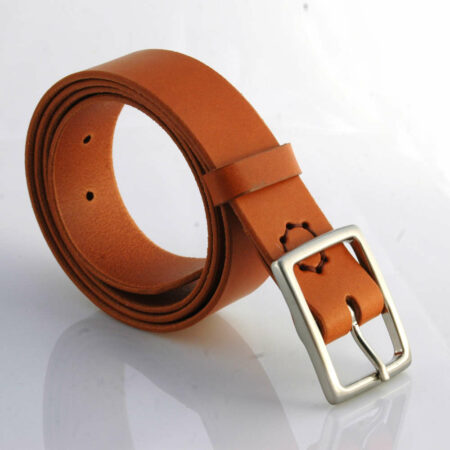 Ceinture en cuir cognac "Henri"- larg. 3,5 cm