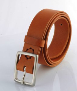 Ceinture en cuir cognac "Henri"- larg. 3,5 cm