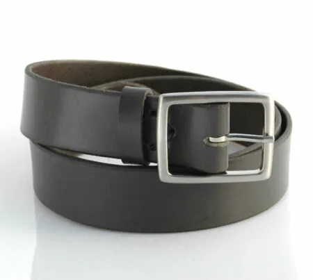 Ceinture en cuir gris "Angus" - larg. 3,5 cm