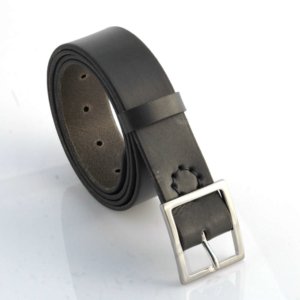 Ceinture en cuir gris "Antonin" - Larg. 3,5 cm