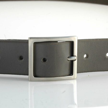 Ceinture en cuir gris "Antonin" - Larg. 3,5 cm