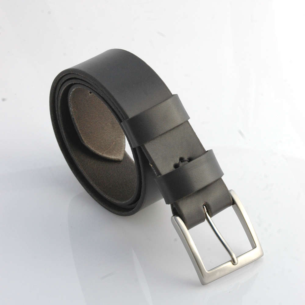 Ceinture - Ceinturon cuir gris "Elliot" - larg. 4 cm