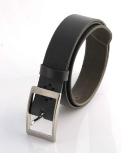 Ceinture en cuir gris "Gaston" - Larg. 3,5 cm