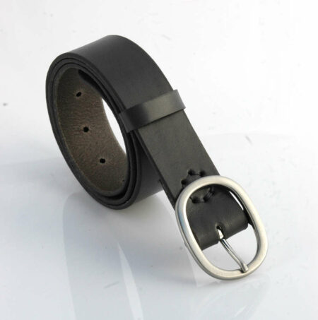 Ceinture en cuir gris "Sergio" - larg. 3,5 cm