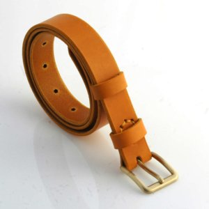 Ceinture en cuir jaune moutarde "Amina" - Larg. 2,5 cm