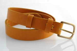 Ceinture en cuir jaune moutarde "Cloé" - Larg. 3 cm