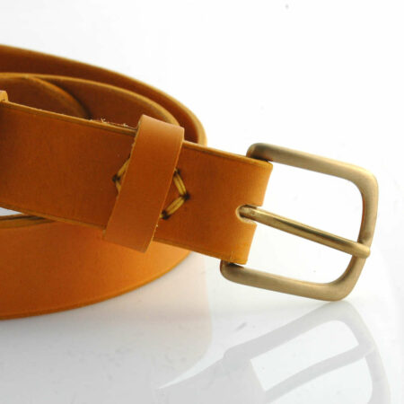 Ceinture en cuir jaune moutarde "Cloé" - Larg. 3 cm