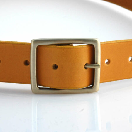 Ceinture en cuir jaune moutarde "Jeanne" - larg. 3,5 cm