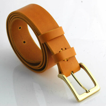 Ceinture en cuir jaune moutarde "Judith" - larg. 3,5 cm