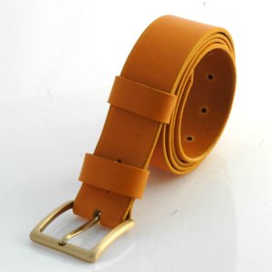 Ceinture - Ceinturon en cuir jaune moutarde "Ninon"