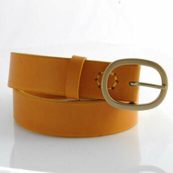 Ceinture en cuir jaune moutarde "Noémie" - larg. 3,5 cm