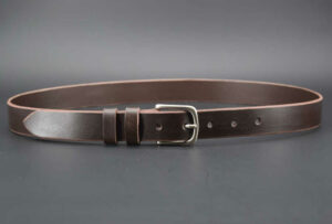 Ceinture en cuir marron foncé "Ulysse" - Larg. 3 cm, boucle argentée