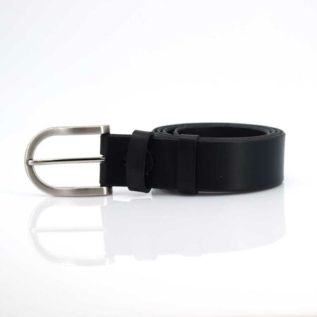 Ceinture en cuir noir "Nathan" - larg. 3,5 cm