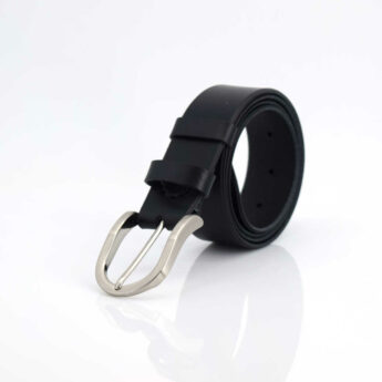 Ceinture en cuir noir "Nathan" - larg. 3,5 cm