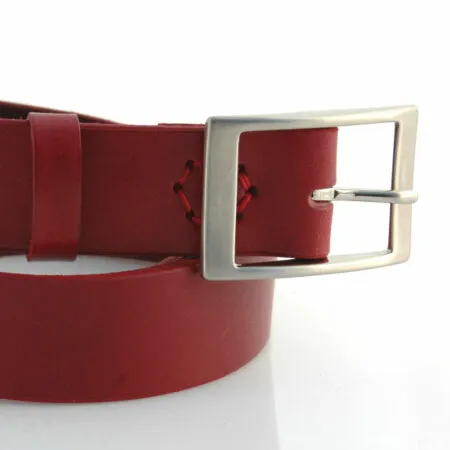 Ceinture en cuir rouge Bordeaux "Edith" - Larg. 3,5 cm