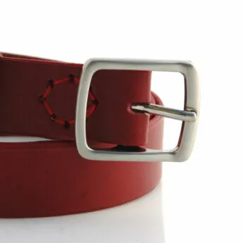 Ceinture en cuir rouge Bordeaux "Eloise" - Larg. 3 cm