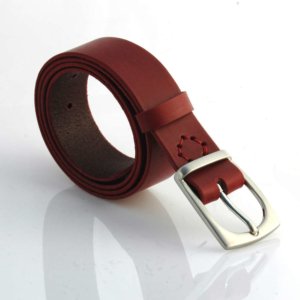 Ceinture en cuir rouge Bordeaux "Erwan" - larg. 3,5 cm