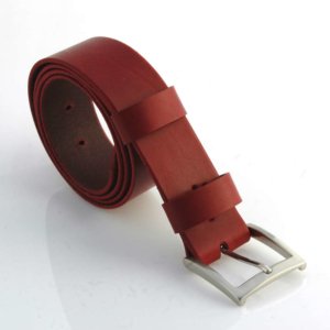 Ceinturon en cuir rouge Bordeaux "Margot" - Larg. 4 cm