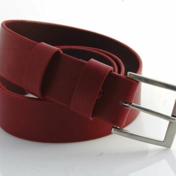 Ceinturon en cuir rouge Bordeaux "Margot" - Larg. 4 cm