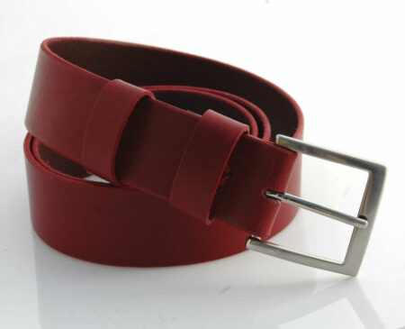 Ceinturon en cuir rouge Bordeaux "Margot" - Larg. 4 cm