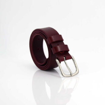 Ceinture en cuir rouge Bordeaux "Nina" - Larg. 3 cm