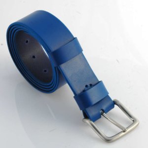 Ceinturon en cuir bleu "Gabin" - larg. 4 cm