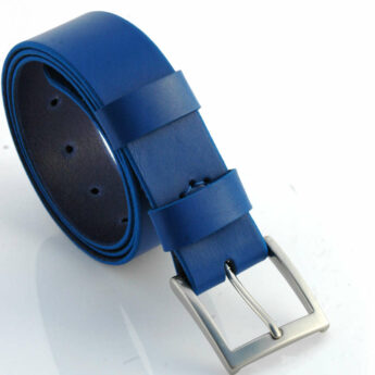 Ceinturon en cuir bleu "Martin" - Larg. 4 cm