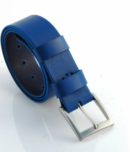 Ceinturon en cuir bleu "Martin" - Larg. 4 cm