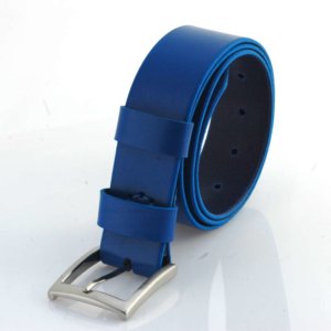 Ceinturon en cuir bleu "Martin" - Larg. 4 cm